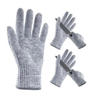 2 Pcs Cut Resistant Work Gloves XL Kitchen Safe Fiberglass Gray ASNI Approved s3